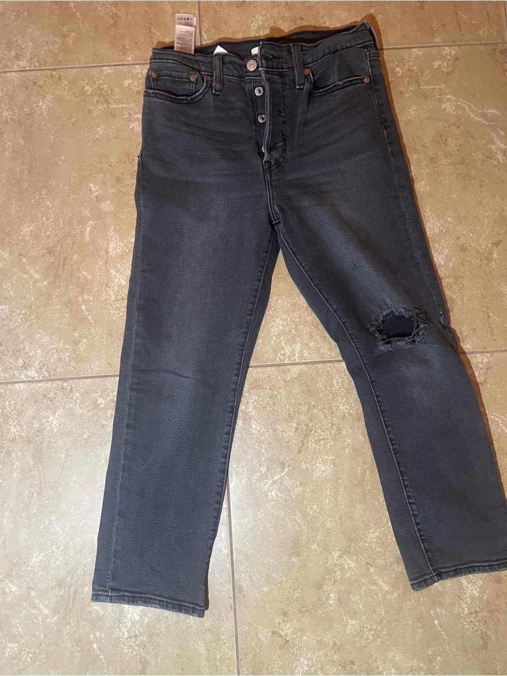 Levi's Black Distressed size 29/26 Jeans- wedgie straight